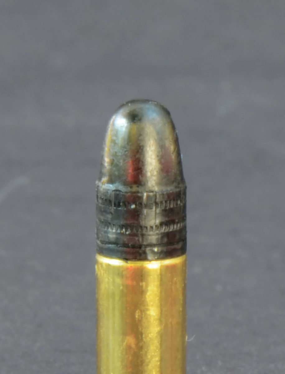 Seen here are rifling marks left on the bullet of a round after it fully entered the match chamber of the 40-XB rifle and was then extracted.